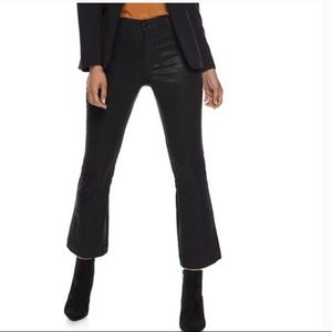 Nine West high waist kick flare black coated cropped jeans size 2